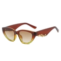 Occhiali da sole cat eye con montatura tartarugata marrone rosso e dettagli in metallo oro - Montatura Tè e Tartarugata Lente Tè
