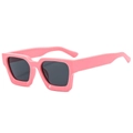 Modische quadratische Sonnenbrille mit rosa Rahmen und dunkelgrauen Gläsern im Retro-Stil - Rosa Rahmen Graue Linse