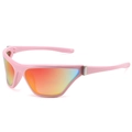 Occhiali da sole sportivi rosa con lenti riflettenti sfumate colorate in stile Y2K - Montatura Rosa Lenti a Specchio