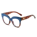 Montatura occhiali cat-eye alla moda con finitura bicolore blu scuro e tartaruga - Blu e Tartaruga