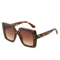 Gafas de sol cuadradas de carey con lentes degradadas y remaches dorados - Montura de Leopardo / Lentes Té
