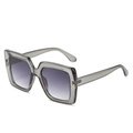 Fashion square oversized sunglasses with transparent grey frame and gradient lenses - Translucent Gray Frame Gradient Gray Lens