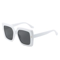 Modern square wood grain sunglasses in gloss white finish with dark grey lenses - White Frame Gray Lens