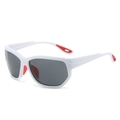 Lunettes de soleil sport Y2K monture blanche et plaquettes de nez rouges antidérapantes - Monture Blanche Verres Gris