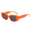 Fashionable bright orange square sunglasses with dark grey lenses and golden rivets - Orange Frame Grey Lens