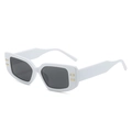 Modern white square frame sunglasses with dark lenses and gold rivet decorative accents - White Frame Gray Lens