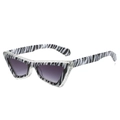 Cat eye sunglasses with zebra stripe frames and purple gradient lenses in 45-degree view - Zebra Frame Double Gray Lens