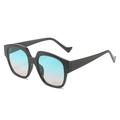 Oversized black square sunglasses with trendy blue-pink gradient lenses for women - Black Frame Blue Tea Lens