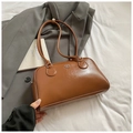 Sac à bandoulière vintage marron en similicuir avec logo métallique pour le quotidien - Brun Sans Pendentif