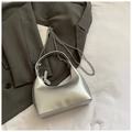 Chic silver metallic hobo bag with sleek chain strap and glossy finish for women - Silver Without Pendant