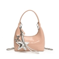 Pink patent leather hobo bucket bag with silver star and balloon dog charms - Pink (With Pendant)