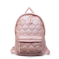 Pink quilted down-cotton backpack with puffer texture and embroidered stitching design - Pink