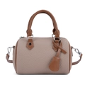 Bolso Boston en gris pardo y marrón de cuero granulado con correa extraíble - Violeta Claro
