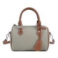 Mini Boston bag in grey-green and brown contrast with adjustable shoulder strap - Green