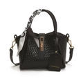 Borsa a secchiello nera intrecciata con foulard di seta e chiusura a girello oro - Nero
