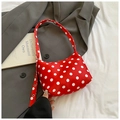 Red hobo shoulder bag with white polka dots and adjustable strap for casual daily use - Red (No Pendant)