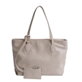 Bolso tote minimalista beige de gran capacidad con correa de hombro y monedero a juego - Blanco