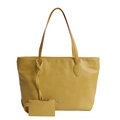 Bolso tote amarillo de cuero sintético con logo PAN TOR y pequeño bolso de mano a juego - Amarillo