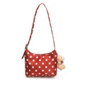 Red Polka Dot Canvas Shoulder Bag Cute Bear Pendant Casual Underarm Bag For Women - Single Bag / Red