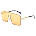 Oversize square sunglasses with vibrant orange lenses and gold metal frames - Gold Frame Orange Lens