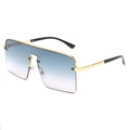 Lunettes de soleil carrées oversize avec verres dégradés bleu-violet et monture en métal - Monture Or Verre Dégradé Bleu