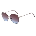 Chic hexagonal metal frame sunglasses with gradient lenses and slim rose gold temples - Light Purple Frame Tea Blue Gradient Lens