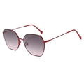 Retro polygon metal sunglasses with red frame and purple gradient lenses on white background - Red Frame Gradient Pink Lens