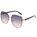 Fashion oversized sunglasses with gold hollow pattern and purple gradient lenses - Gold Frame Gray Pink Lens