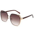 Modern oversized cutout sunglasses with gold hollow details and gradient brown lenses - Gold Frame Tea Lens