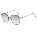 Polygonal metal sunglasses with green frame and blue-purple gradient lenses - Green Frame Gradient Green Lens