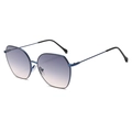 Geometric blue metal frame sunglasses with gradient blue-purple lenses for women - Blue Frame Blue Yellow Lens
