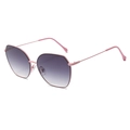 Pink metal polygon frame sunglasses with gradient grey lenses in a 45-degree view - Pink Frame Gradient Grey Lens