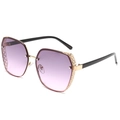 Fashion geometric oversized sunglasses with purple gradient lenses and gold cutout frame - Gold Frame Purple Gradient Lens