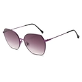 Retro polygonal metal sunglasses with purple gradient lenses and slim temples - Purple Frame Gradient Purple Lens
