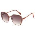 Modieuze oversized zonnebril met oranje montuur en bruine glazen met kleurverloop - Oranje Frame Thee Lenzen