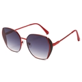 Fashion polygon sunglasses with bright red frames and purple gradient lenses - Red Frame Double Grey Lens