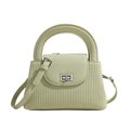 Borsa a tracolla verde salvia plissettata con catena e chiusura a girello argento - Verde