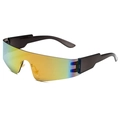 Y2K frameless rimless sunglasses with golden colorful mirror lenses and gray temples - Grey Frame Red Coating