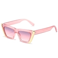 Occhiali da sole cat-eye con montatura rosa trasparente, dettagli oro e lenti sfumate - Montatura Rosa Lenti Grigio Rosa