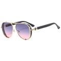 Occhiali da sole aviator con montatura dorata e lenti sfumate viola e rosa - Montatura Nera Lenti Grigio Rosa