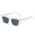 Chic cat-eye sunglasses featuring white wide frames with golden triangle metal accents - White Frame Gray Lens