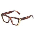 Chic cat-eye glasses with tortoise shell frame, gold metal trim, and wide temples - Tortoise Frame Clear Lens