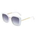 Square fashion sunglasses with white acetate front, gold metal temples and gradient lenses - White Frame Gray Lens