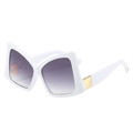 White butterfly sunglasses with purple gradient lenses and gold metal temple accents - White Frame Gray Lens