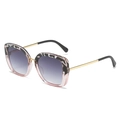 Square fashion sunglasses with marble and pink frame, metallic gold temples and gradient lens - Pink Tortoise Mixed Frame Gradient Gray Lens
