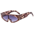 Fashionable oversized tortoise shell sunglasses with purple lenses and gold rivet accents - Tortoise Frame Double Grey Lens