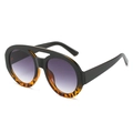 Gafas de sol ovaladas negras y carey con lentes degradadas en color púrpura - Empalme de Carey Negro Lentes Grises