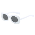 Modische weiße quadratische Sonnenbrille mit runden schwarzen Gläsern für einen modernen Look - Weißer Rahmen Graue Gläser