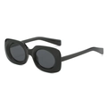 Trendy bold black square frame sunglasses with dark grey lenses in retro luxury style - Black Frame Grey Lens