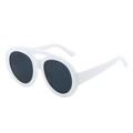 White double bridge oversized oval sunglasses with dark lenses in high-gloss finish - White Frame Gray Lens